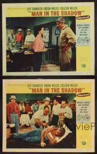 6g745 MAN IN THE SHADOW 4 LCs '58 Jeff Chandler, Orson Welles & Colleen Miller in a lawless land!