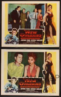6g751 NEW ORLEANS UNCENSORED 4 LCs '54 Arthur Franz, sexy Beverly Garland in red dress!