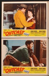 6g609 OUTCAST 6 LCs '54 John Derek & sexy Joan Evans in western action!