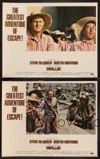 6g756 PAPILLON 4 LCs '73 cool images of prisoners Steve McQueen & Dustin Hoffman!