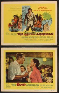 6g384 QUIET AMERICAN 8 LCs '58 Audie Murphy & Michael Redgrave in Vietnam, Graham Greene novel!