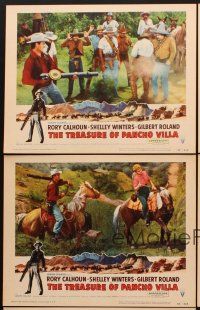 6g689 TREASURE OF PANCHO VILLA 5 LCs '55 cowboy Rory Calhoun w/machine gun, Shelley Winters!