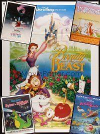 6h040 LOT OF 15 FOLDED CARTOON FRENCH ONE-PANELS '70 - '05 Beauty and the Beast + more Disney!