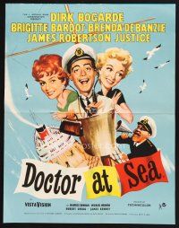 6h383 DOCTOR AT SEA English pressbook '55 art of sailor Dirk Bogarde & sexy Brigitte Bardot!