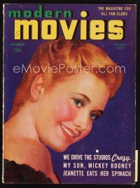 6h127 MODERN MOVIES magazine December 1938 portrait of pretty smiling Priscilla Lane!