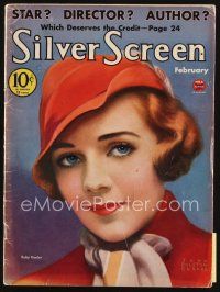 6h115 SILVER SCREEN magazine February 1934 art of pretty Ruby Keeler by John Rolston Clarke!