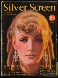 6h101 SILVER SCREEN magazine November 1930 incredible art of Greta Garbo by John Rolston Clarke!