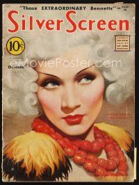 6h110 SILVER SCREEN magazine October 1932 art of Blonde Venus Marlene Dietrich by John Clarke!