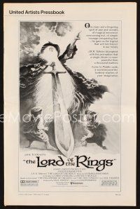 6h428 LORD OF THE RINGS pressbook '78 Ralph Bakshi cartoon from J.R.R. Tolkien's novel!