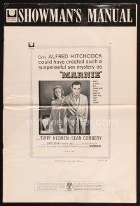 6h434 MARNIE pressbook '64 Sean Connery & Tippi Hedren in Alfred Hitchcock's suspenseful mystery!