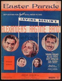 6h316 ALEXANDER'S RAGTIME BAND sheet music '38 Tyrone Power, Irving Berlin, Easter Parade!