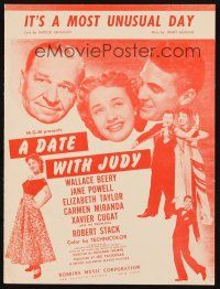 6h323 DATE WITH JUDY sheet music '48 Beery, Elizabeth Taylor, Jane Powell, It's a Most Unusual Day