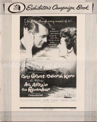 6h354 AFFAIR TO REMEMBER pressbook '57 close-up art of Cary Grant about to kiss Deborah Kerr!