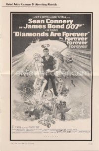 6h381 DIAMONDS ARE FOREVER pressbook '71 art of Sean Connery as James Bond by Robert McGinnis!