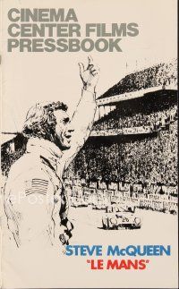 6h423 LE MANS pressbook '71 best art of race car driver Steve McQueen waving at fans!