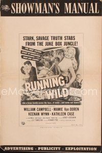 6h454 RUNNING WILD pressbook '55 sexy bad Mamie Van Doren is teen-age, tough and tempted!