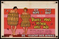6j673 FACTS OF LIFE Belgian '61 Bob Hope & Lucille Ball wearing barrels!