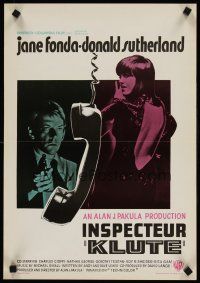 6j700 KLUTE Belgian '71 Donald Sutherland helps intended murder victim & call girl Jane Fonda!