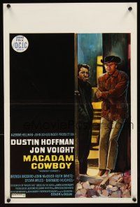 6j721 MIDNIGHT COWBOY Belgian '69 art of Dustin Hoffman & Jon Voight, John Schlesinger classic!