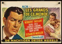 6j736 POWER & THE PRIZE Belgian '56 close-up art of Robert Taylor, Elisabeth Mueller!