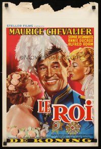 6j749 ROYAL AFFAIR Belgian '50 Marc-Glibert Sauvajon's Le roi, great art of Maurice Chevalier!
