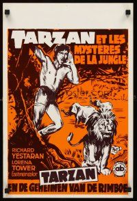 6j776 TARZAN THE KAWANA TREASURE Belgian '74 art of Richard Yesteran in loincloth in title role!