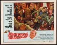6j046 BRANNIGAN 1/2sh '75 great Robert McGinnis art of fighting John Wayne in England!