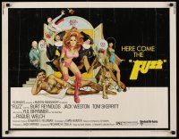 6j128 FUZZ 1/2sh '72 wacky art of naked Burt Reynolds & sexiest cop Raquel Welch!