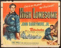 6j164 HIGH LONESOME 1/2sh '50 cool art of cowboy John Barrymore Jr. with gun!