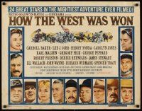 6j174 HOW THE WEST WAS WON style B 1/2sh '64 John Ford epic, Debbie Reynolds, Peck & all-star cast!
