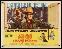 6j246 MAN WHO SHOT LIBERTY VALANCE 1/2sh '62 John Wayne & James Stewart 1st time together!