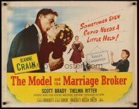 6j251 MODEL & THE MARRIAGE BROKER 1/2sh '52 Scott Brady kisses Jeanne Crain, smoking Thelma Ritter!