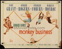 6j253 MONKEY BUSINESS 1/2sh '52 Cary Grant, Ginger Rogers, Charles Coburn, sexy Marilyn Monroe!