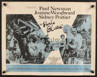 6j280 PARIS BLUES 1/2sh '61 art of Paul Newman, Joanne Woodward, Sidney Poitier & Louis Armstrong!