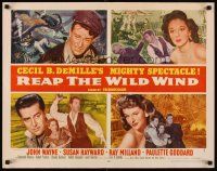 6j297 REAP THE WILD WIND style B 1/2sh R54 John Wayne, Milland, Paulette Goddard, Susan Hayward!