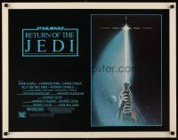 6j299 RETURN OF THE JEDI int'l 1/2sh '83 George Lucas classic, great artwork of hands holding lightsaber!