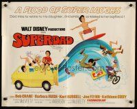 6j344 SUPERDAD 1/2sh '74 Walt Disney, wacky art of surfing Bob Crane & Kurt Russell w/guitar!