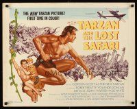 6j346 TARZAN & THE LOST SAFARI style A 1/2sh '57 great artwork of Gordon Scott in the title role!