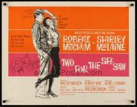 6j362 TWO FOR THE SEESAW 1/2sh '62 art of Robert Mitchum & sexy beatnik Shirley MacLaine!