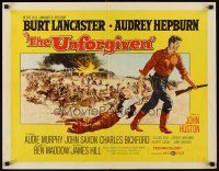 6j364 UNFORGIVEN style A 1/2sh '60 Burt Lancaster, Audrey Hepburn, directed by John Huston!