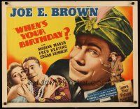6j377 WHEN'S YOUR BIRTHDAY 1/2sh '37 Marian Marsh, wacky Joe E Brown as fortuneteller!