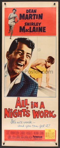 6k144 ALL IN A NIGHT'S WORK insert '61 Dean Martin, sexy Shirley MacLaine wearing only a towel!