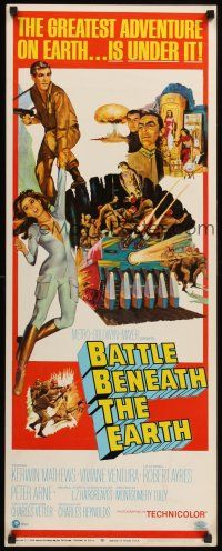 6k172 BATTLE BENEATH THE EARTH insert '68 cool sci-fi art of Kerwin Mathews & sexy Viviane Ventura!