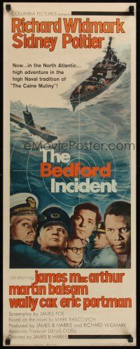 6k177 BEDFORD INCIDENT insert '65 Richard Widmark, Sidney Poitier, cool cast, ship & submarine art!