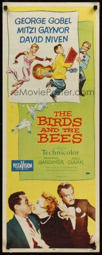 6k201 BIRDS & THE BEES insert '56 wacky art of George Gobel, Mitzi Gaynor, & David Niven!