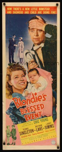 6k212 BLONDIE'S BLESSED EVENT insert '42 Penny Singleton has a baby, Arthur Lake has a fit!