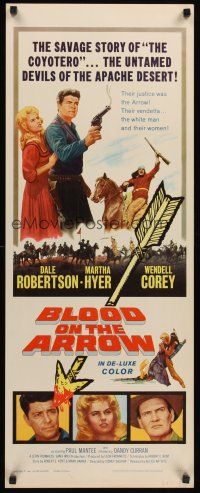 6k215 BLOOD ON THE ARROW insert '64 Dale Robertson, Martha Hyer, devils of the Apache desert!