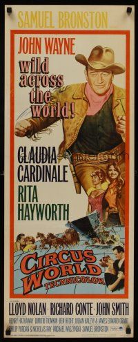 6k251 CIRCUS WORLD insert '65 Claudia Cardinale, John Wayne is wild across the world!