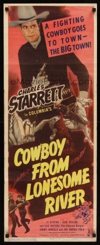 6k263 COWBOY FROM LONESOME RIVER insert '44 Charles Starrett stops big city crooks!