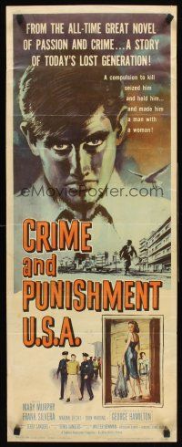 6k264 CRIME & PUNISHMENT U.S.A. insert '59 introducing George Hamilton, from the world-famed novel!